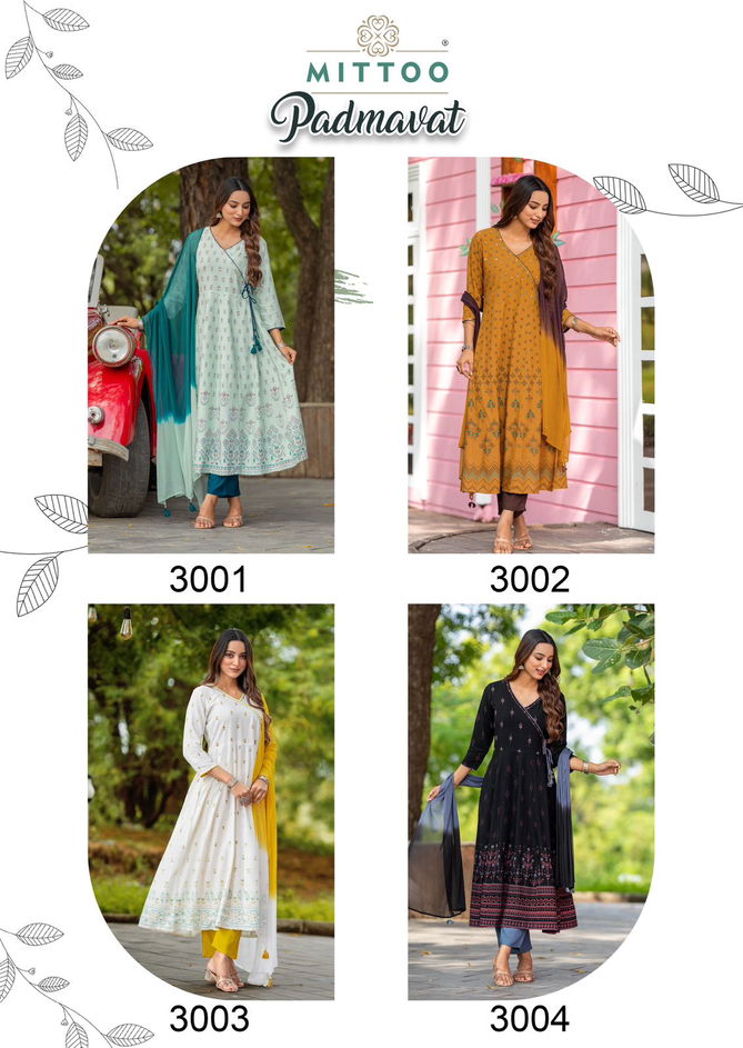 Padmavat By Mittoo Rayon Printed Kurti With Bottom Dupatta Exporters In India